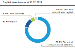 Capital structure as at 31.12.2012 (piechart)